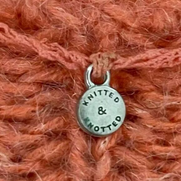 Anthropologie Knited & Knoted Orange & Gold Knit Boat Neck Sweater Textured - Picture 7 of 11